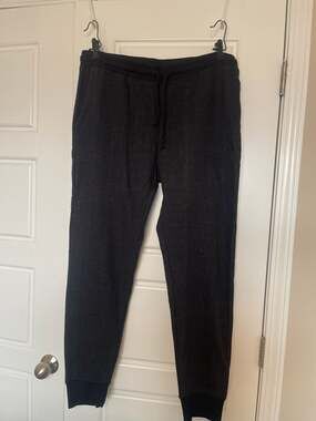 Jaclyn Women's Ribbed Sleep Joggers with Drawstring , Black , Size L